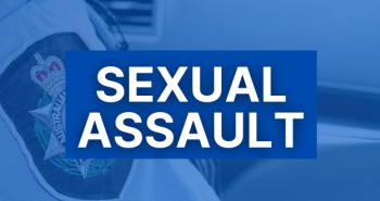 Image that says sexual assault with a picture of a police badge